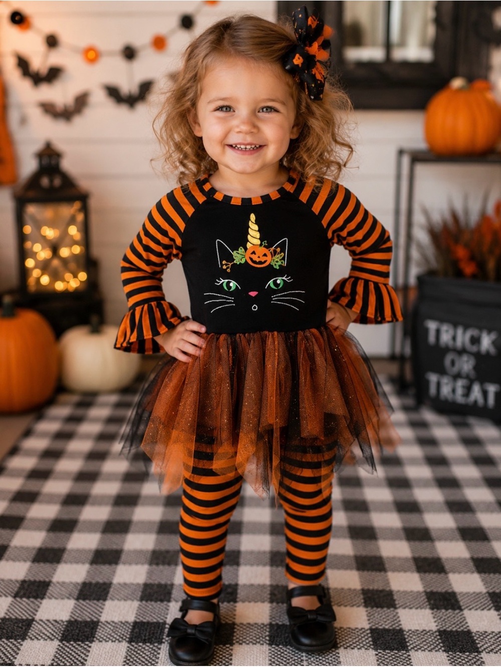Emily Rose Girls Halloween Black Cat Costume 2 Piece Outfit